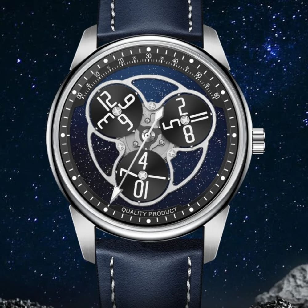 PINDU Designs 2024 New Star Wheel Mechanical Watch Blue Fashion Starry Sky Watch